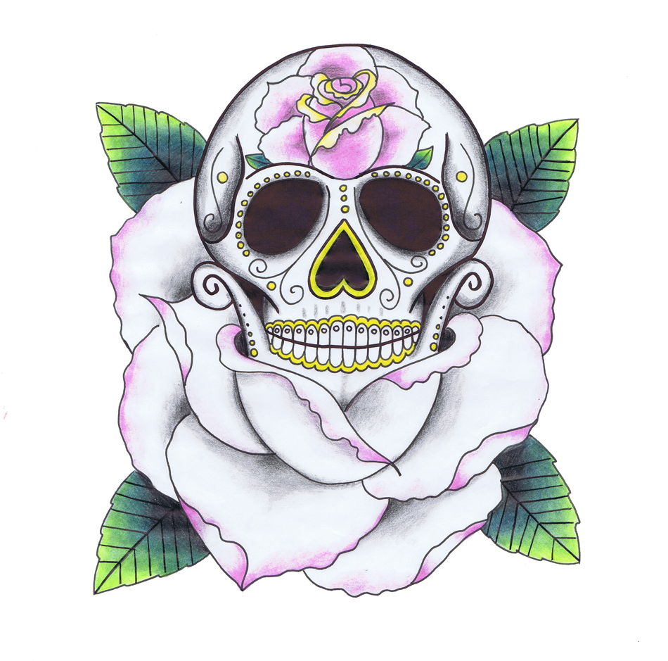 Life is Rosy - Sugar Skull Tattoo Design